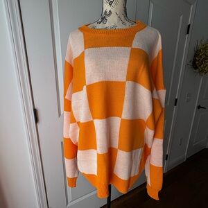 SHEIN Oversized Orange and White sweater. Never worn. New Without Tags.